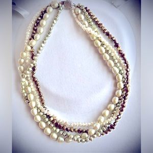 AUTHENTIC pearl choker multi-coloured, multi stands